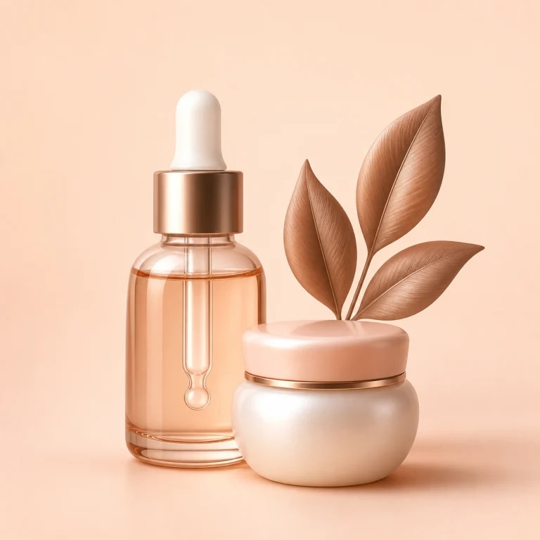 Ilustração 3D de produtos para tratamento facial